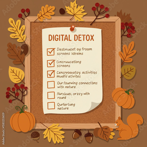 Autumn-themed digital detox checklist