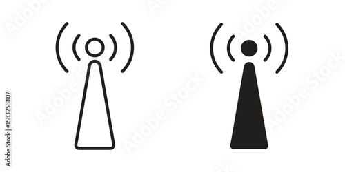 Antenna icon in flat and liner trendy style for app ui designs
