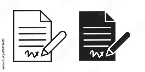 Agreement icon in flat and liner trendy style for app ui designs