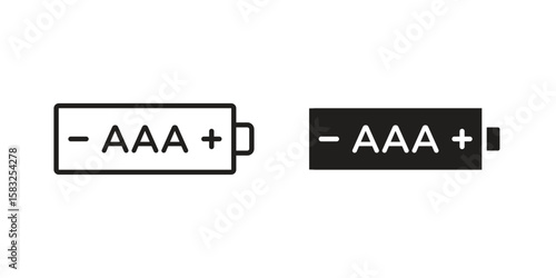 AAA battery icon in flat and liner trendy style for app ui designs
