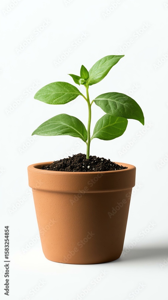 small plant pot with visible soil, isolated on white background, elegant and minimalist, subtle natural shadows small plant pot with visible soil, isolated on white background, elegant and minimalist, subtle natural shadows