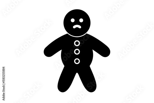 Chunky Vector Gingerbread Man Missing a Button – Cute Holiday Clipart