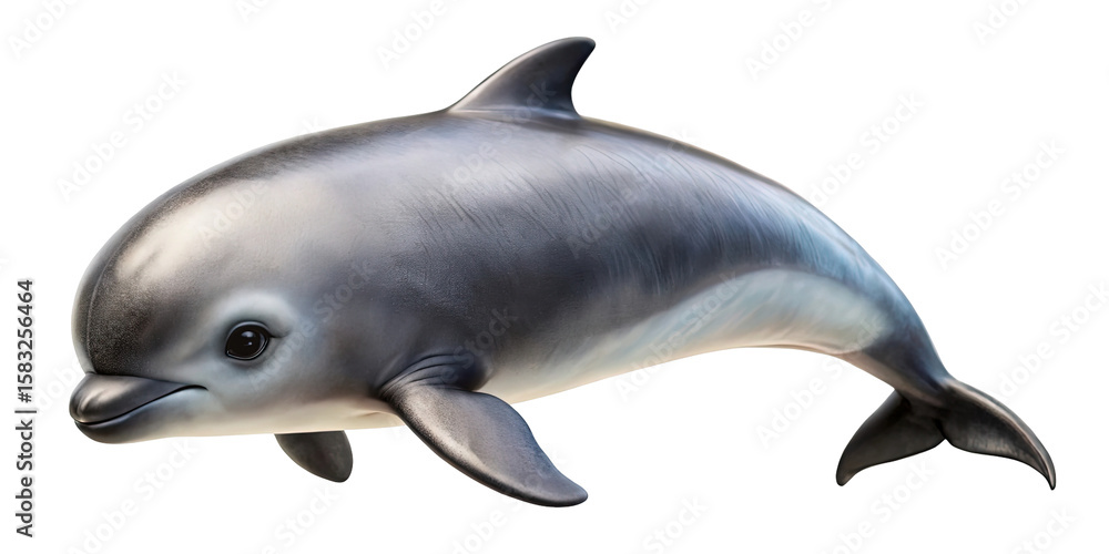 Fototapeta premium A realistic 3d render of a playful dolphin swimming gracefully with a friendly expression isolated on transparent background