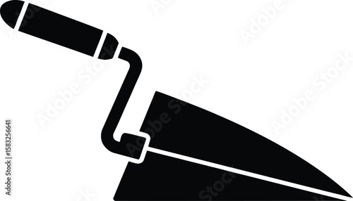 Black and white illustration of a bricklayer s trowel a tool used in masonry for leveling spreading and shaping mortar or plaster ideal for construction