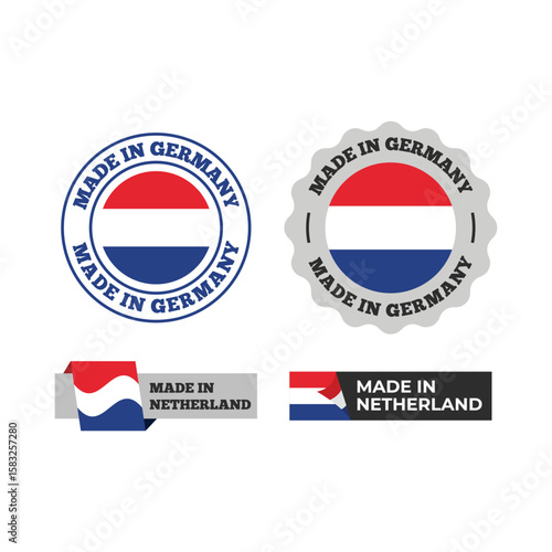 Netherlands Design Elements Vector Collection - Diverse Flags & Origin Badges