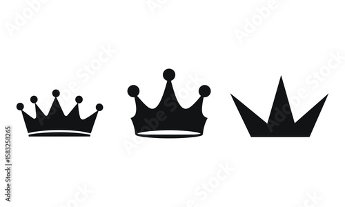Three Different Crown Styles Vector Graphics