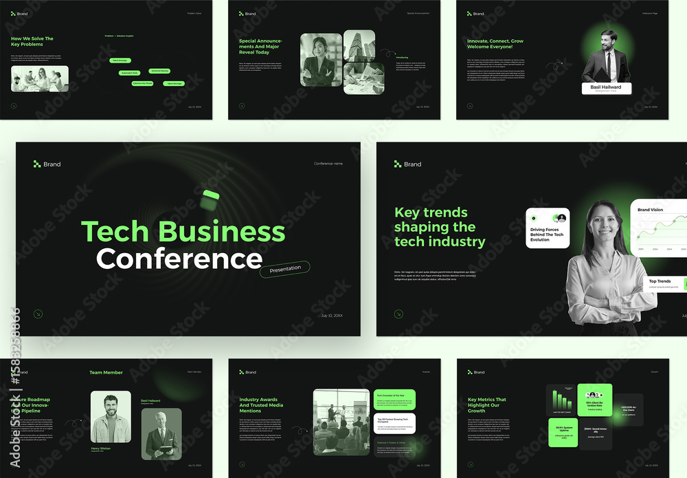 Modern Tech Business Conference Presentation Template Stock Template ...