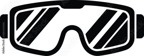 Black and White Vector Illustration of Safety Goggles Protective Eyewear or Sports Glasses for Skiing Snowboarding or Industrial Use Simple Graphic Isolated on White Background