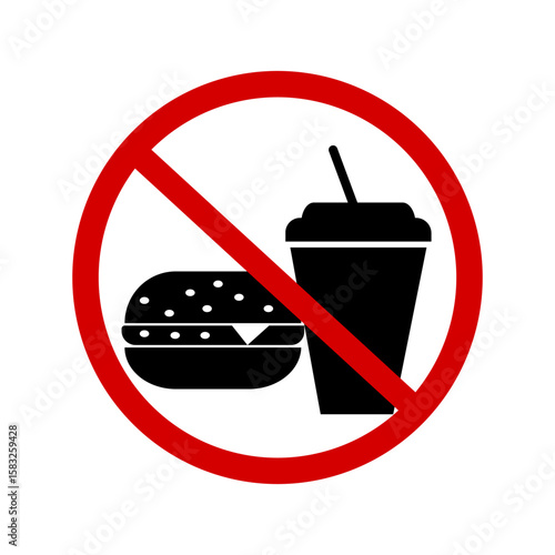 Vector logo of prohibited eating and drinking.