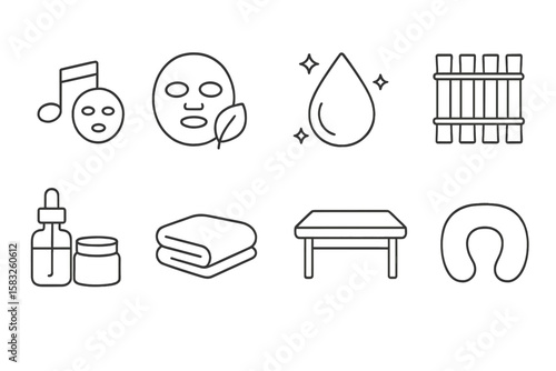 Spa and wellness line icon set. relaxation, self-care, beauty line collection