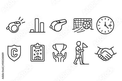 Sports, training outline icon set. coaching, equipment outline icon collection