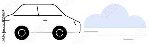 Car with visible exhaust fumes highlighting air pollution, sustainability challenges, and environmental issues. Ideal for topics thumbs up eco-awareness, climate change, emission control