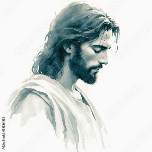 Tears of Heaven Jesus Christ isolated watercolor vector illustration svg