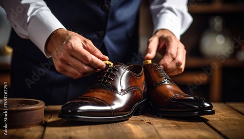 Expertly Polishing Brown Leather Formal Shoes