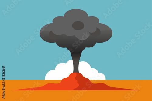 ash cloud hovering over desolate land