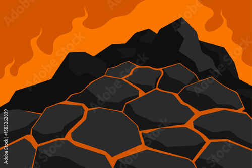 dried lava formations creating black stone textu