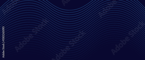 Dark blue background with wavy blue lines. The background has a smooth, flowing texture. Blue color enhances the dynamic style. Modern wavy line pattern background. Blue background vector.