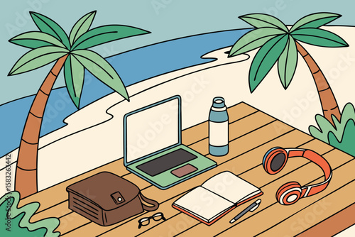 tropical beach with palm trees