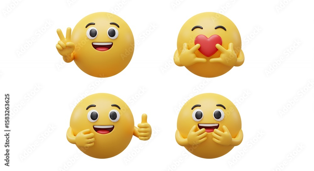 Naklejka premium Emoji expressions set graphic illustration