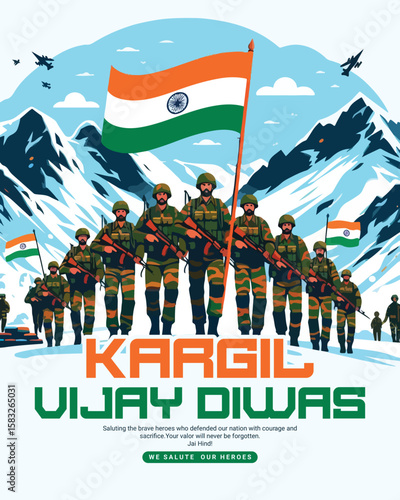 Wallpaper Mural Kargil Vijay Diwas Celebration Banner Vector Design | Indian Army Tribute Torontodigital.ca
