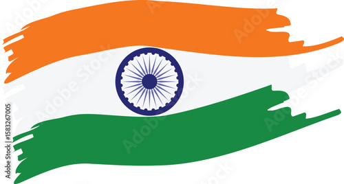 A sketchy doodle of the Indian flag, including the Ashoka Chakra. Creative and informal patriotic art on a transparent background.