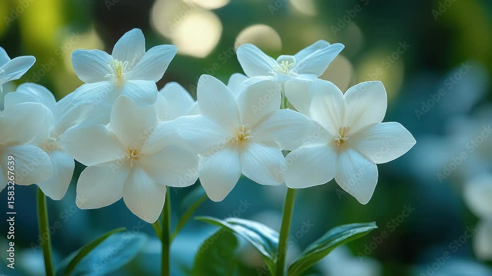 Delicate White Flowers in Soft Focus Garden Scene Delicate White Flowers in Soft Focus Garden Scene