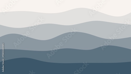 Canvas Print Minimalist abstract background featuring layered wave shapes in cool blue and gray tones
