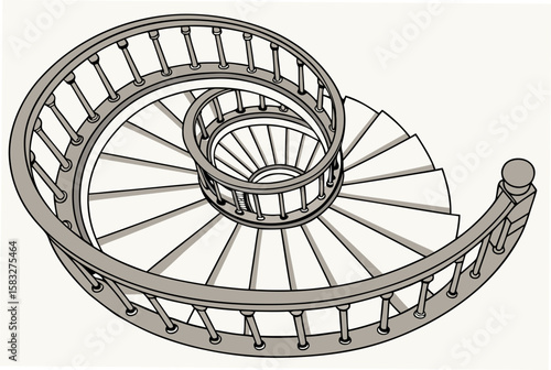 Round stairs image or diagram showing circular staircase design in architecture.