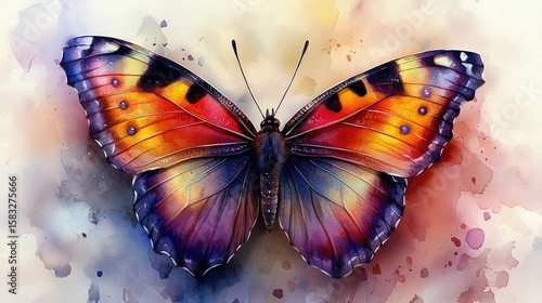 Vibrant butterfly illustration with watercolor style.