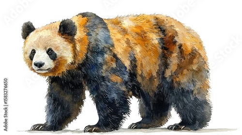 Hand-painted illustration of a red panda bear.