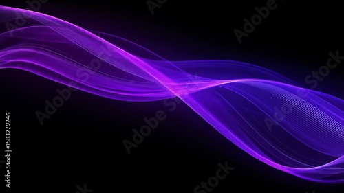 Abstract Purple Glowing Waves On Black Background