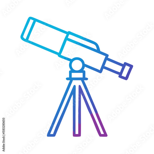 Telescope in gradient colors on tripod for stargazing and astronomy  