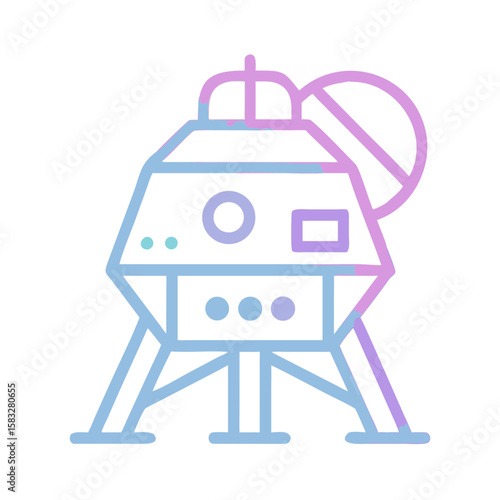 Stylized space lander illustration in pastel colors  