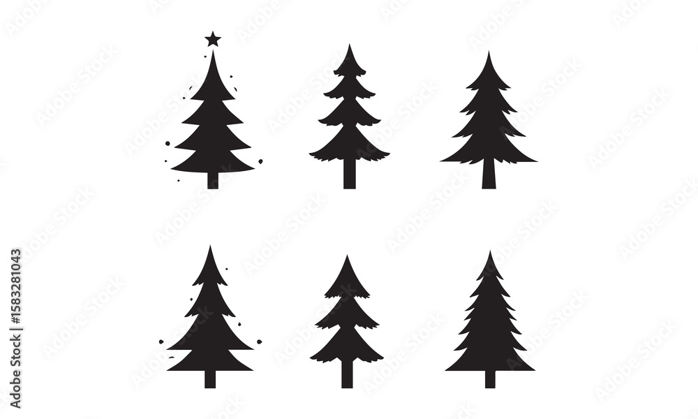Obraz premium Minimal Christmas Tree Silhouettes Set