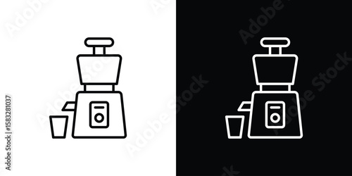 Cold pressed juicer icon line for web, mobile and infographics.