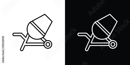 Cement mixer icon line for web, mobile and infographics.