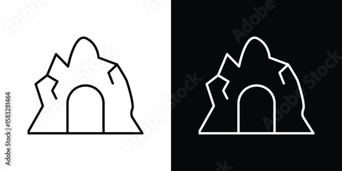 cave icon line for web, mobile and infographics.