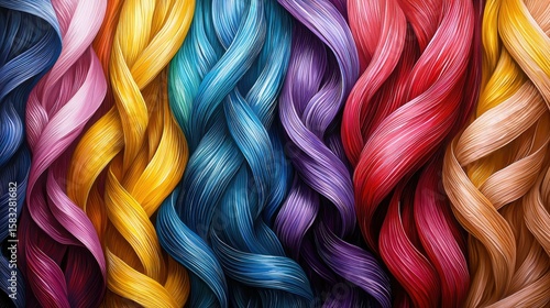 A vibrant display of multicolored, interwoven strands.