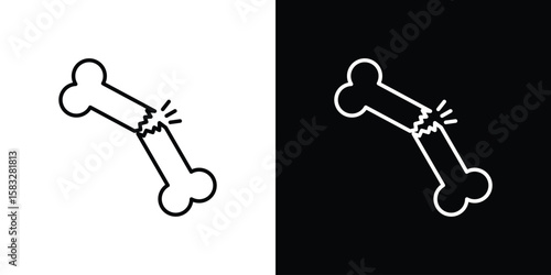 Broken bone icon line for web, mobile and infographics.