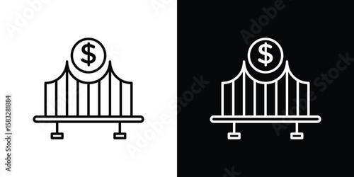 Bridging loan icon line for web, mobile and infographics.