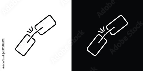 Broken link icon line for web, mobile and infographics.