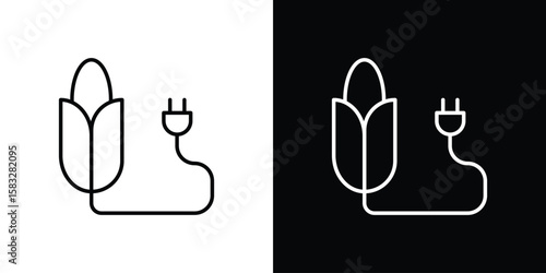 Biomass energy icon line for web, mobile and infographics.
