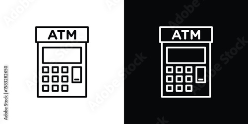 ATM machine icon line for web, mobile and infographics.