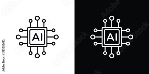 AI icon line for web, mobile and infographics.
