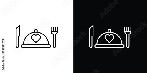 Wedding dinner icon line for web, mobile and infographics.