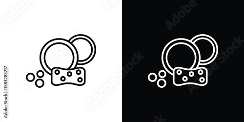Washing dishes icon line for web, mobile and infographics.