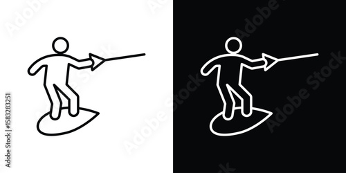 Wakeboarding icon line for web, mobile and infographics.
