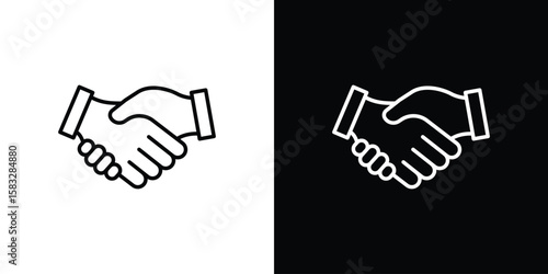 Shake hands icon line for web, mobile and infographics.
