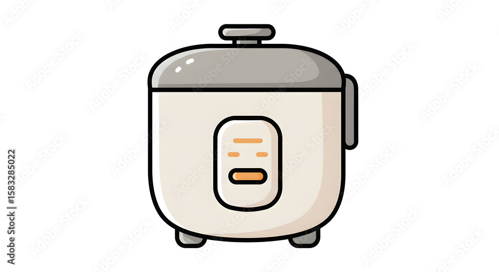 Naklejka premium Black Rice Cooker Silhouette: A black silhouette of a rice cooker, suitable for appliance representation.