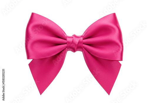 Beautiful pink bow ribbon decoration element isolated on transparent background